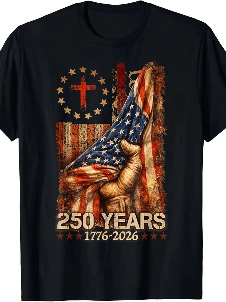 Retro USA 250 Years 1776-2026 Eagle Flag Patriotic Anniversary T-Shirt