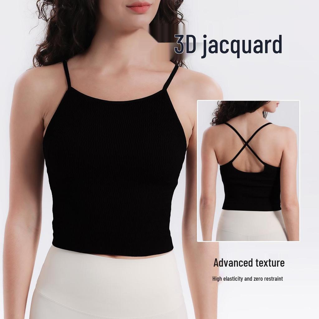 Йога Слитный Ударопрочный Топ-майка Спортивный бюстгальтер с нагрудными вкладышами и красивым дизайном спины для женщин