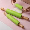 1pcs Silicone Rolling Pin With Solid Wood Handle, Household Rolling Pin, Non-stick Dumpling Flour Kneading Baking Tool Kitchen Tool