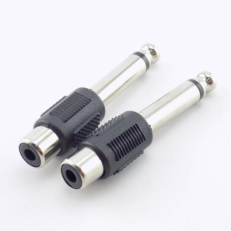 4pcs Audio Adapters RCA/AV Female Jack To 6.35mm 1/4 Inch Male Mono Connectors Plugs for DIY FM Microphone