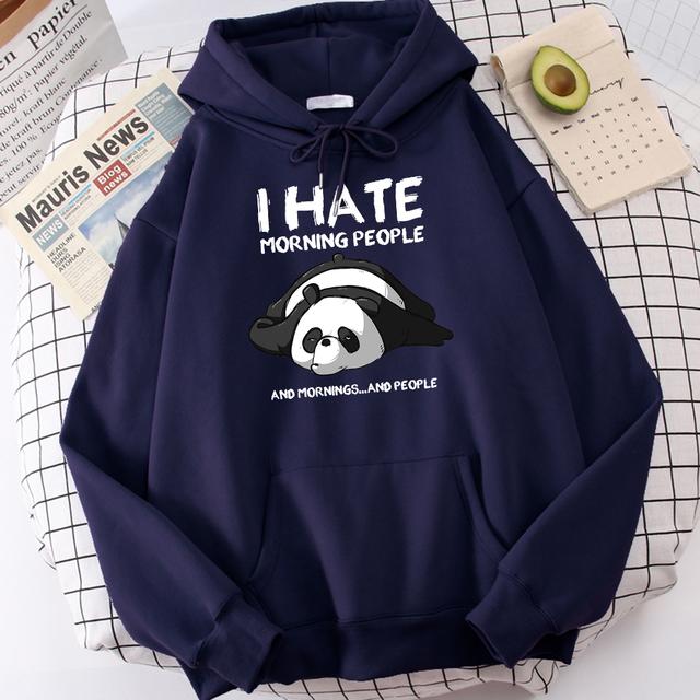 Ленивая панда, я ненавижу утренних людей, толстовка с принтом, женская повседневная модная толстовка с капюшоном, осенняя мягкая толстовка в стиле Харадзюку, теплая спортивная одежда для мужчин
