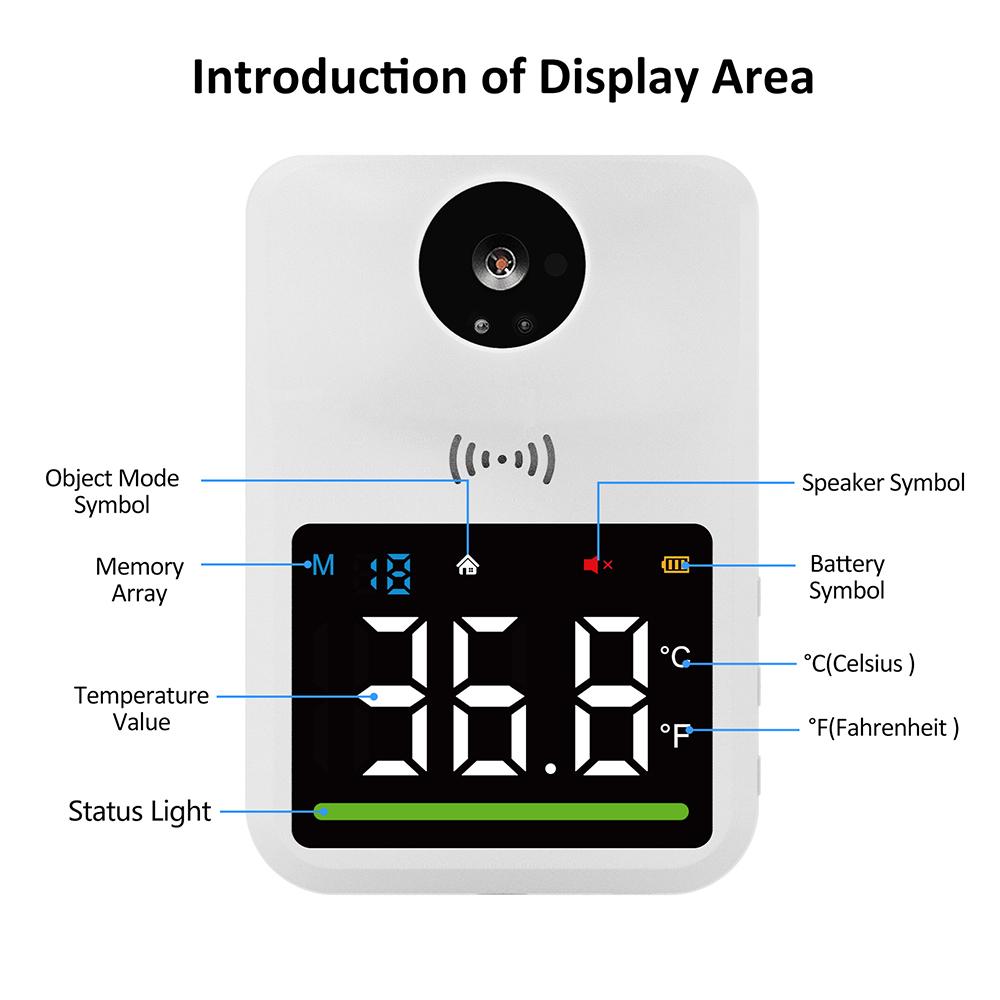Wall Mounted Non-contact IR Thermometer with Multi-Language Voice Broadcast  Celsius /  Fahrenheit  Auto Measuring