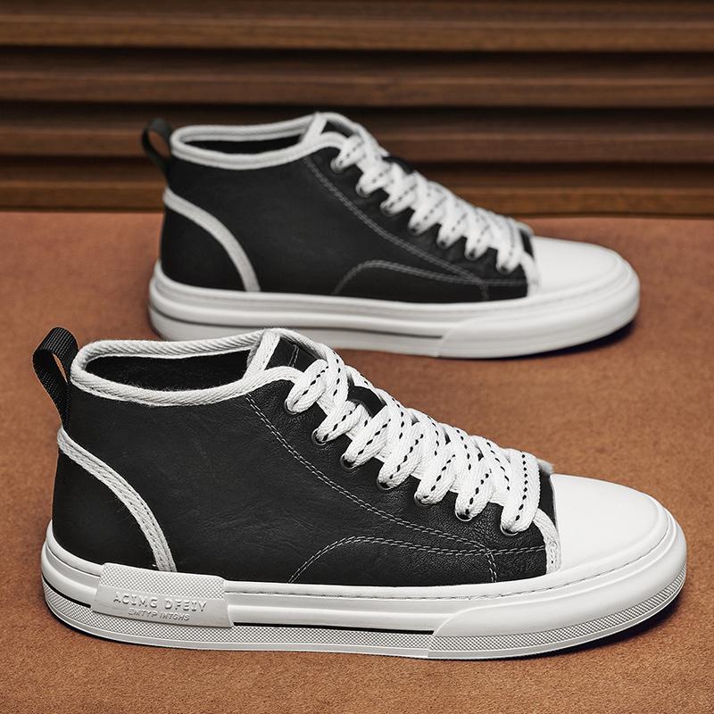 Высококачественная мужская повседневная кожаная обувь для отдыха на открытом воздухе на плоской подошве, дизайнерская спортивная обувь с высоким берцем и мягкой подошвой, брендовая удобная офисная рабочая обувь
