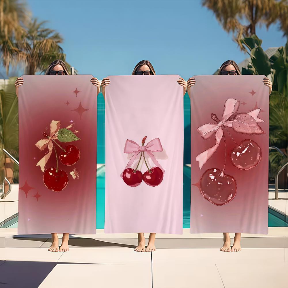 CHERRY cartoon Towel Textile Bathrobe Beach Quick-Drying Lightweight Portable Camping Swim Pool Travel