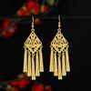 Ретро двор золотые серьги с бахромой Юньнань Мяо личность темперамент антикварные универсальные длинные серьги женские