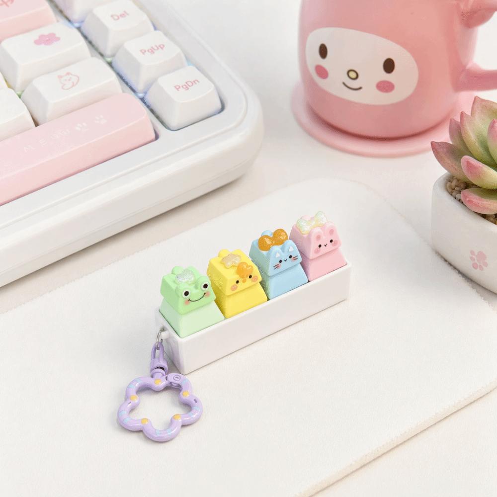 Aninal Keycap Stress Relief Clicker Finger Button Calming Keychain Keys Children Adults