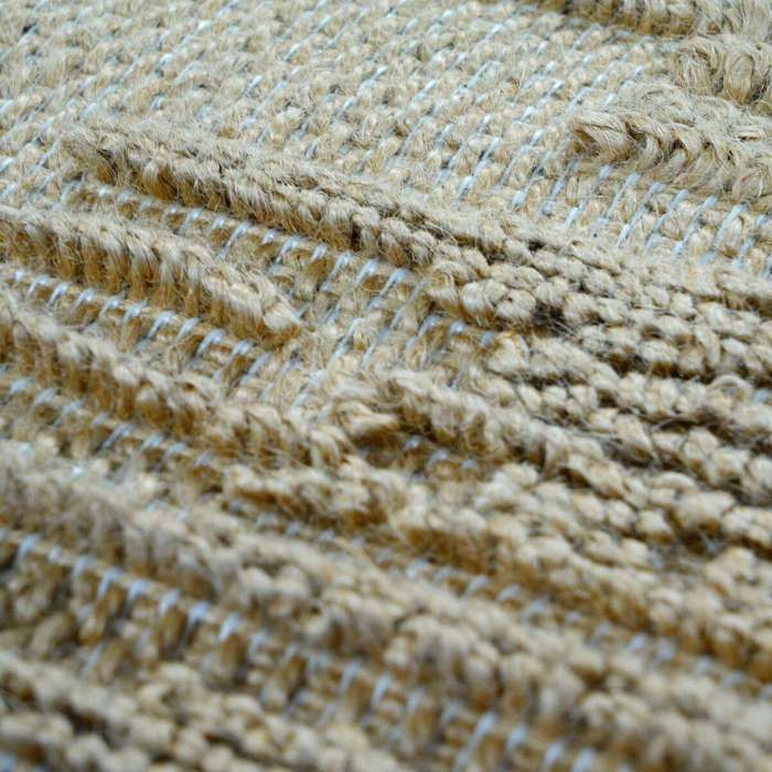 Tapis en jute naturel artisanal reliefs beige 120x160