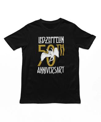 Футболка к 50-летию Led Zeppelin Мужская футболка с рок-н-ролльной музыкальной группой Черная