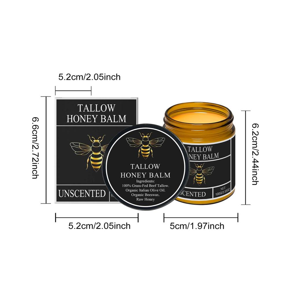 Beef Tallow for Skin Tallow and Honey Balm Organic Grass Fed Whipped Facial Moisturizer Cream Deeply Moisturizing Body Lotion