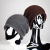 Autumn Winter Warm Knitted Cap Men Women Hemp Pattern Elastic Curled Wool Cap
