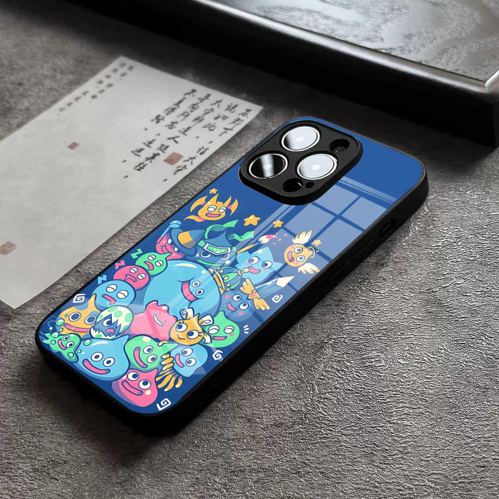 D-Dragon Quest Слайм Чехол для телефона Для iPhone 17 Pro Max 14 Pro 15 12 11 13 Mini X XR XS 16 Plus SE Стеклянная крышка