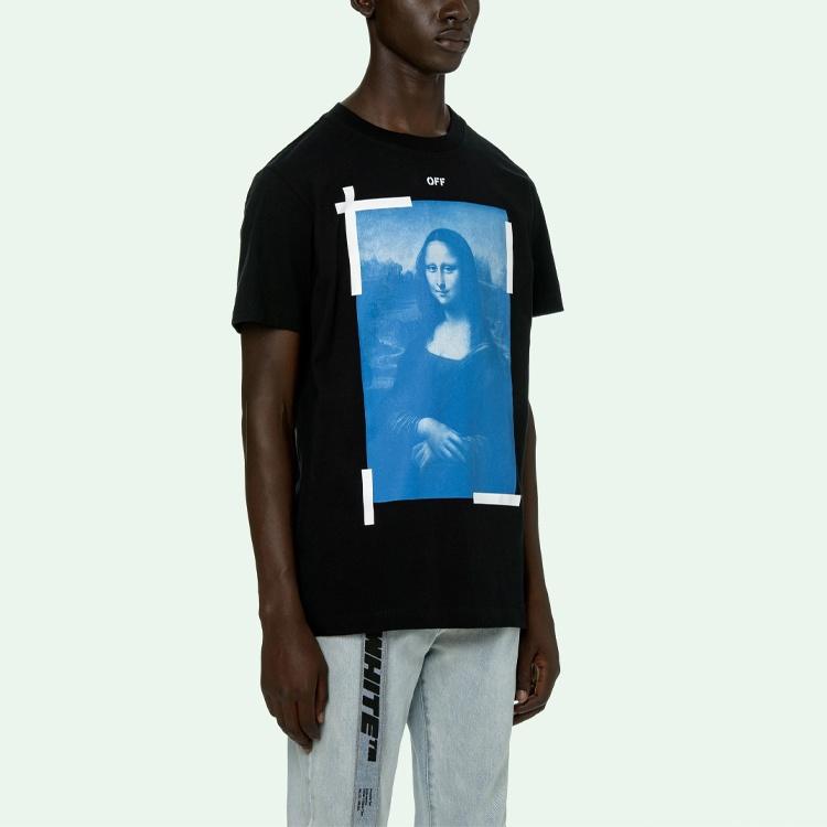 Off-White SS21 Pattern Printing Round Neck Short Sleeve Black Men's OMAA027R21JER0021001