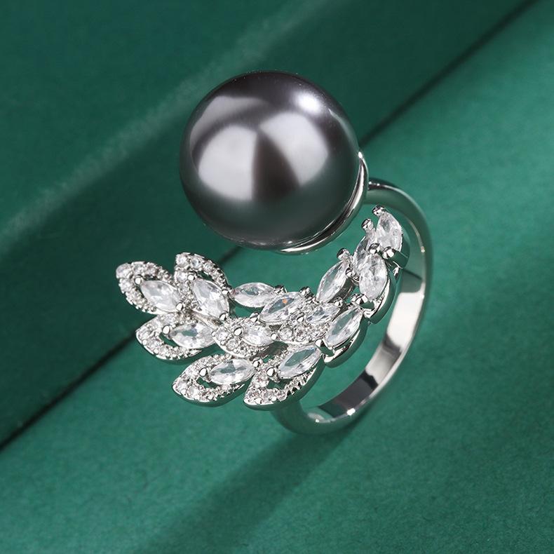 Новый продукт взрыв изысканный темперамент жемчужное кольцо на указательный палец женское белое желтое серое инкрустированное бисером жемчужное кольцо