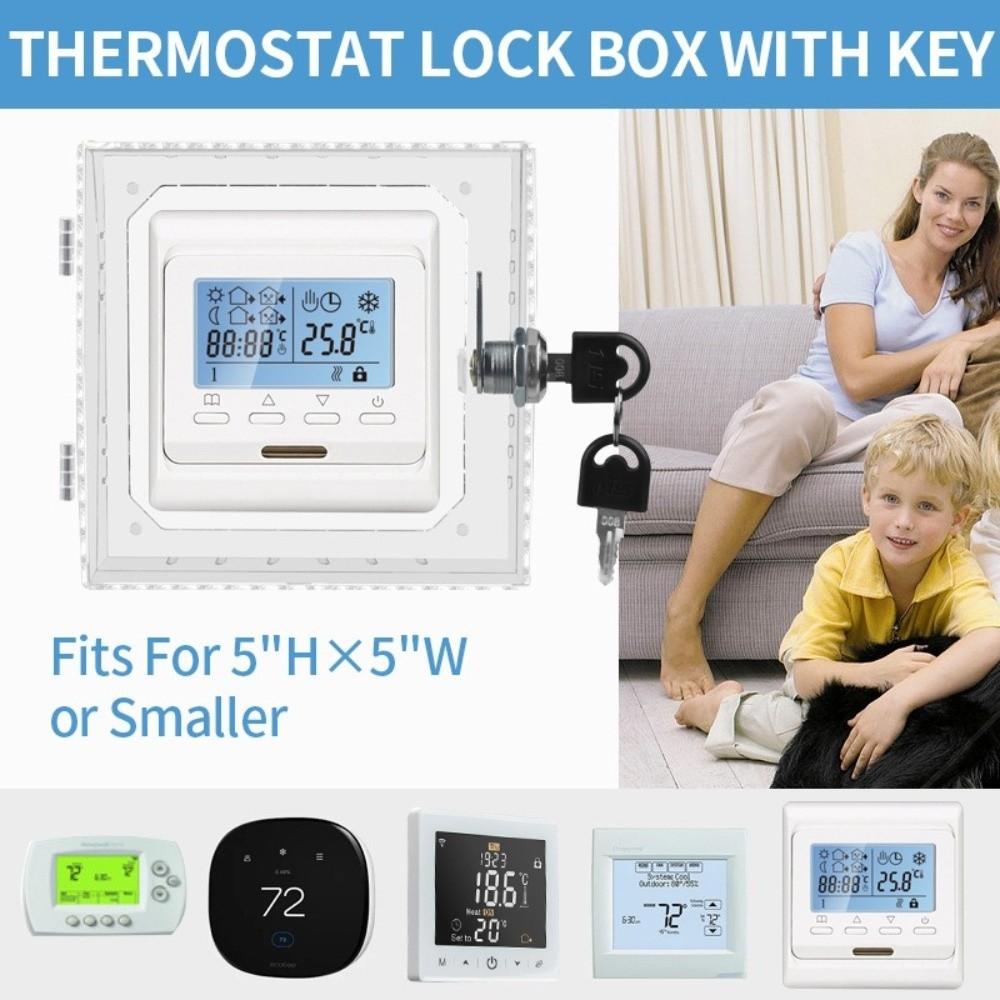 Vandal-Proof Thermostat Lock Box Transparent Lockable Thermostat Guard For Home