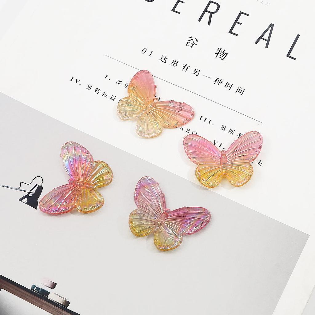 200Pcs Acrylic Butterfly Gradual Color Beads for DIY Jewelry Making Findings