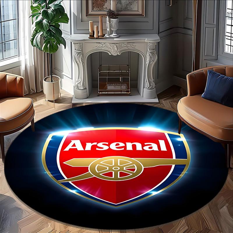 1pc A-Arsenal Carpet, Round Rug, Comfortable, Suitable for Entryways, Living Rooms, Office, And Bedrooms, Christmas Decoration