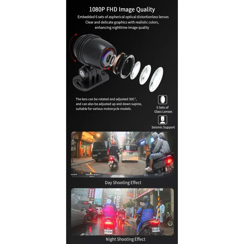 Видеорегистратор для мотоцикла/Full HD Dual 1080P 3-дюймовая водонепроницаемая камера IP66/WiFi Видеорегистратор для мотоцикла/GPS