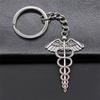 Vintage Caduceus Medicine Symbol Keychain Keyring Car Key Chain Key Holder Ornament Medicine Graduate Gift