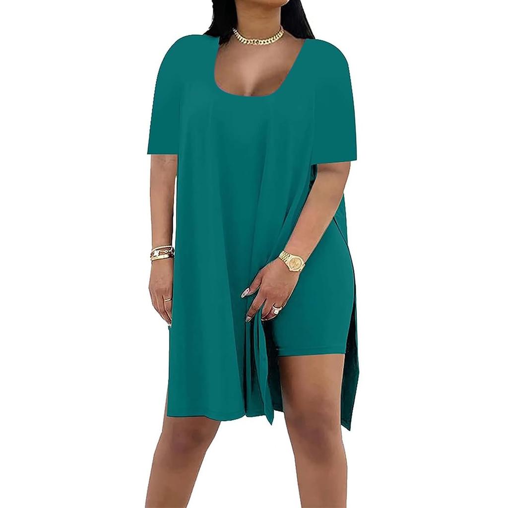 Fashion Ladies Summer Solid Color Loose Short-sleeved Pants Two-piece Suit