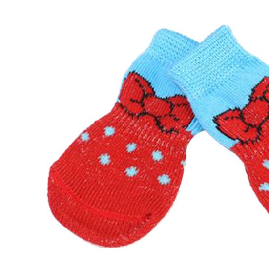 4Pcs Socks Heart-shape Printing Comfortable Dog Accessories Non-Slip Warm Paw Protector for Pet