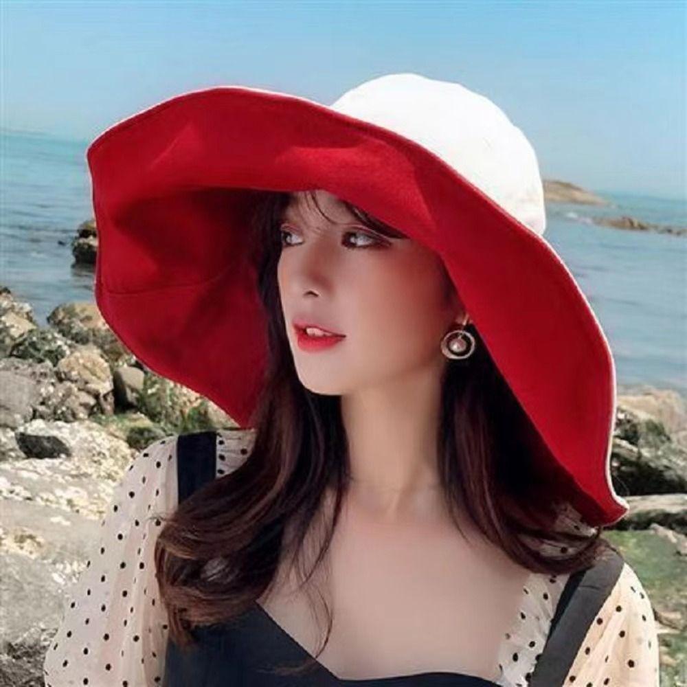 UV Protection Sunscreen Sun Hat Solid Color Hiking Bucket Hat Fashion Women Fisherman Hat Ladies