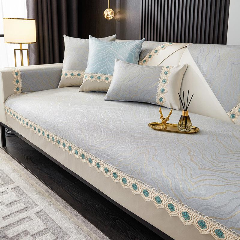 Подушка для дивана, летняя ледяная шелковая простая современная летняя подушка для коврика, нескользящая подушка для четырех сезонов, универсальный чехол для дивана, однотонный крутой коврик