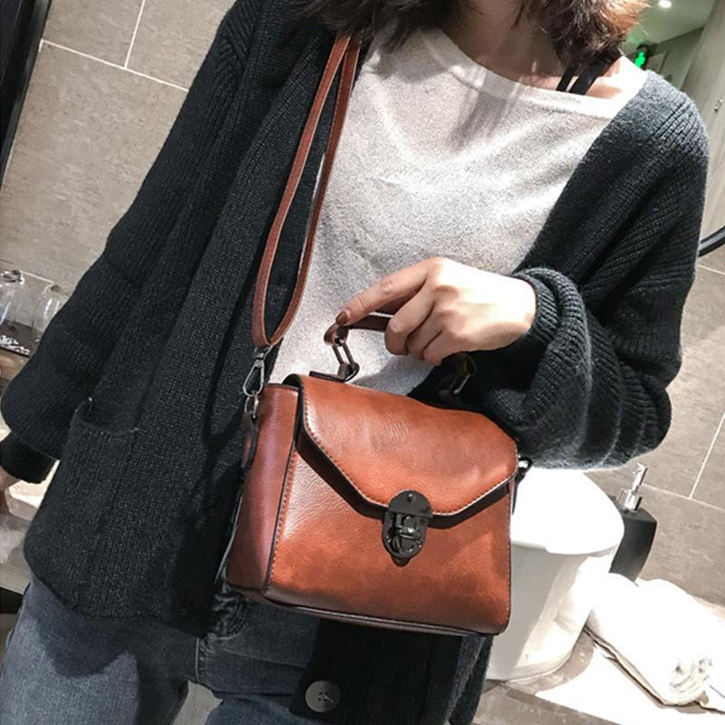 Small Square Bags For Women Fashion Solid Color Designer Crossbody Shoulder Bag Vintage PU Leather Handbags Female Bag