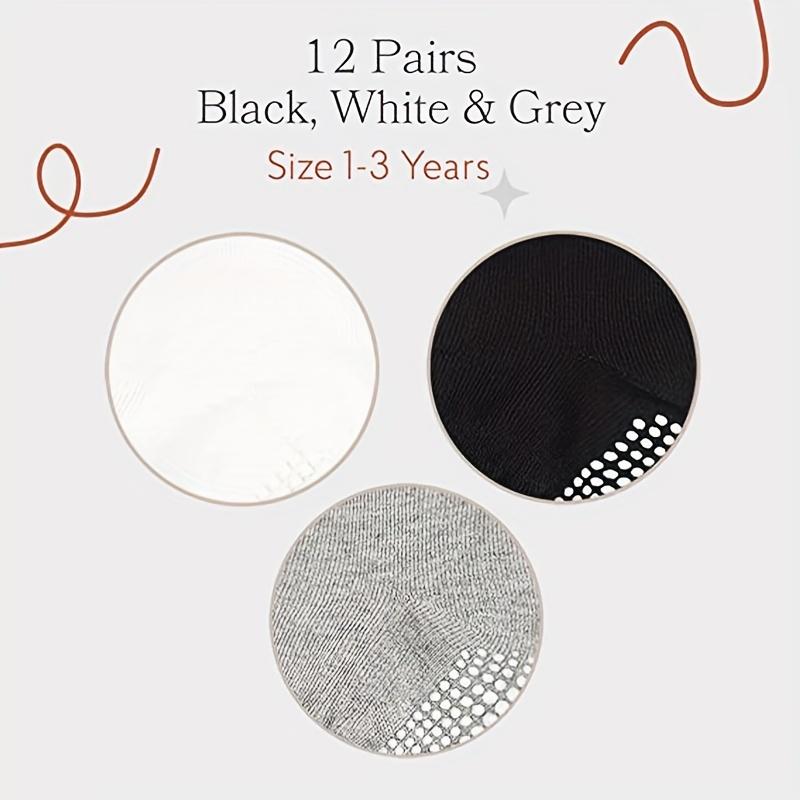 6 Pairs Baby Non Slip Ankle Socks, Toddler Socks with Grips for Kids, Infants Boys and Girls 6-24 Months, Anti Skid Ankle Socks