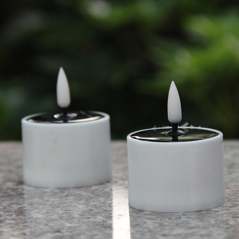 Solar Tea Lights Outdoor Garden LED Flameless Flickering Candle Light Landscape Courtyard Lamp Waterproof Dusk To Dawn Lighting