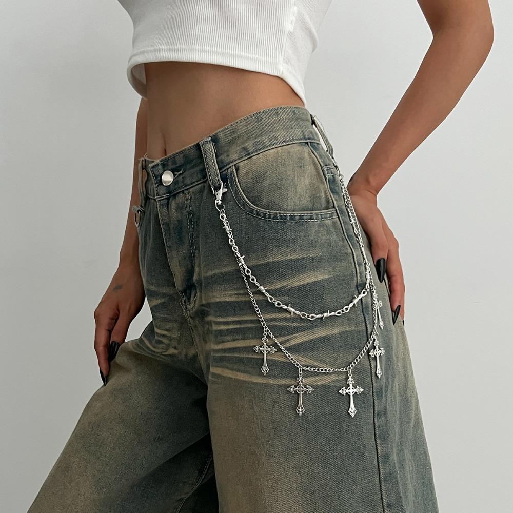 Панк Многослойная Металлическая Подвеска Звезда Цепь для Брюк Хип-Хоп Поясная цепочка Брелок Цепь для Джинсов Женские Модные Ювелирные Аксессуары Подарки