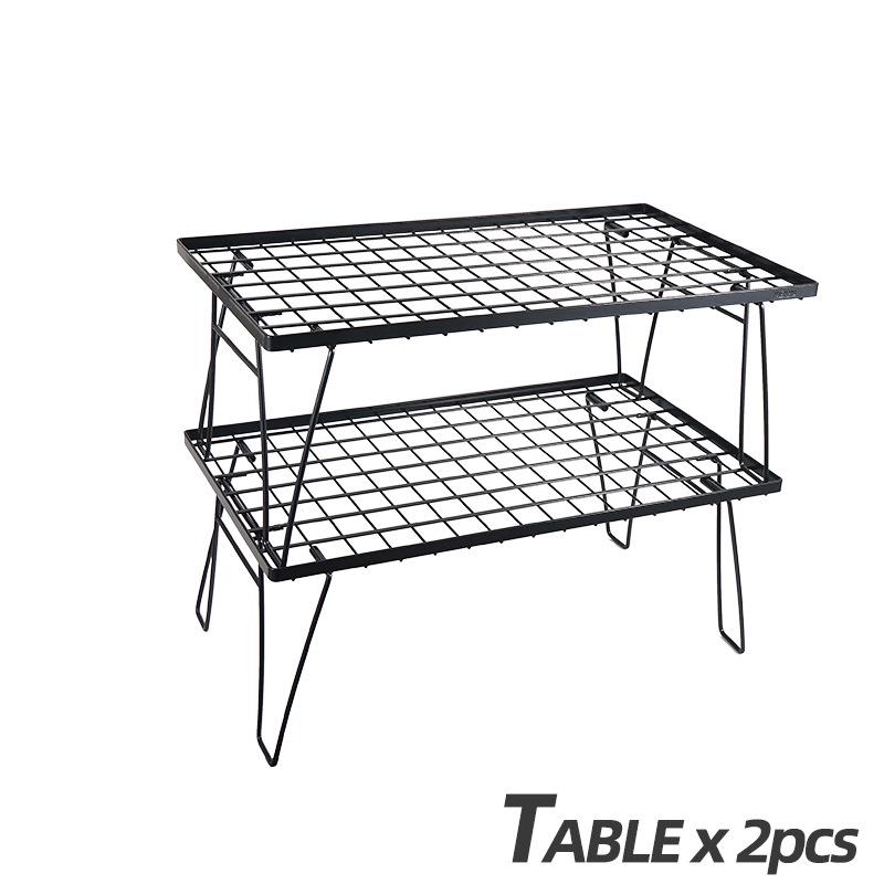 Портативный бамбуковый обеденный стол с сетчатой полкой для кемпинга и барбекю