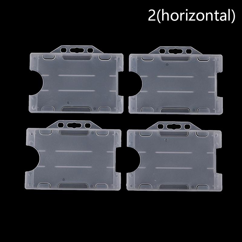 4pcs Unisex Multi-use Hard Plastic Double Sided ID Card Badge Holder Cover Case Office Supplies