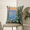 Подушка с ручной росписью, пейзажная масляная живопись, комфортная, для дивана-кровати, шелковистая, элегантная, с невидимой молнией, декоративная наволочка