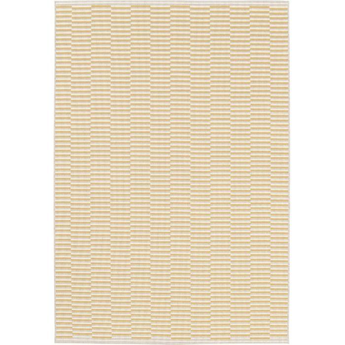 Tapis extérieur intérieur motif géométrique tissé jaune 200x290