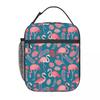 Pink Flamingos Lunch Bag Flower Leaf Fun Lunch Box For Child Picnic Portable Cooler Bag Oxford Graphic Thermal Lunch Bags