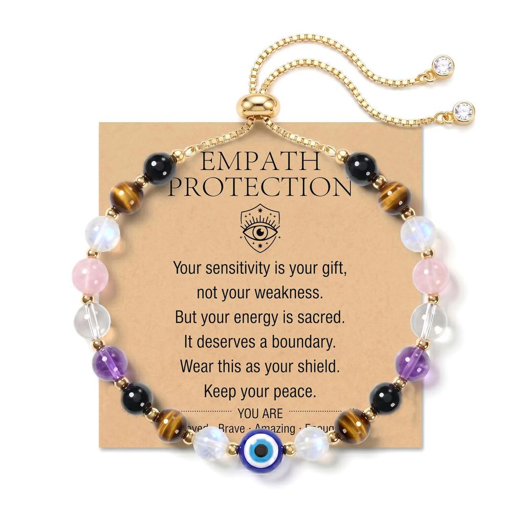 New Amethyst Beaded Pulling Bracelet Female Pull-up Buckle Devil's Eye Obsidian Beaded Bracelet Jewelry