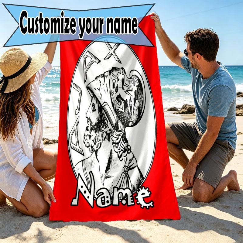 Custom Name Personalized Ajax Print Beach Towel, for Trip Camping Beach Party Home Decor, Birthday Gift for Family & Friends