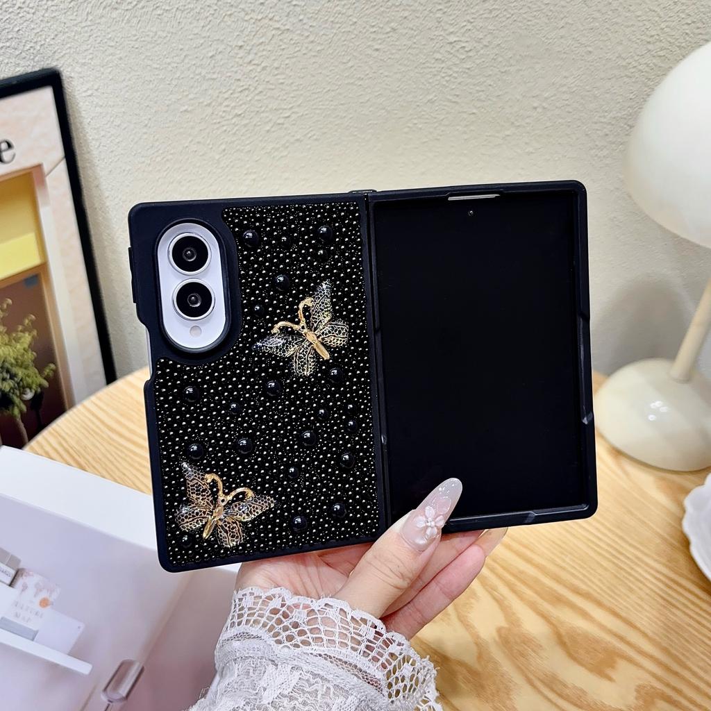 Модный чехол-бабочка с жемчугом для Samsung Galaxy Z Fold8 Fold 8 Широкий Ударопрочный Удобный хват Ощущение кожи Тонкий чехол