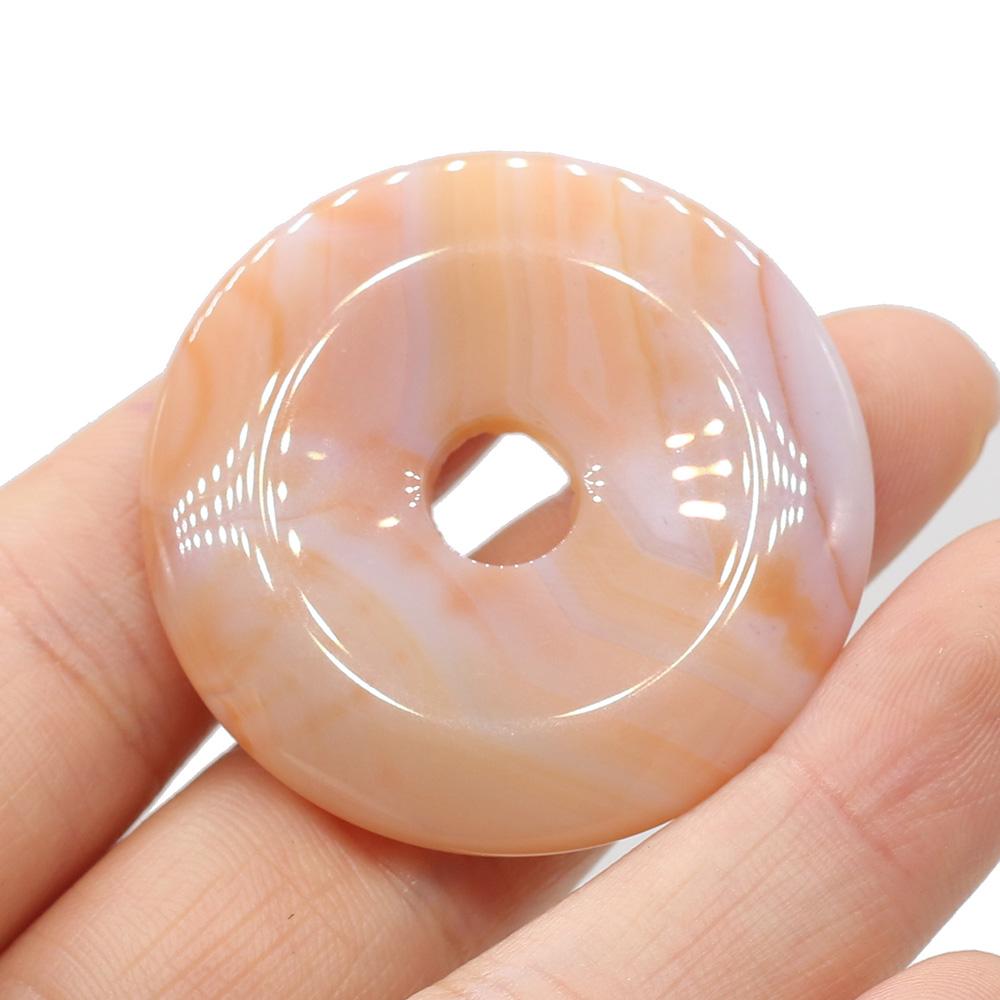 1Pc Natural Stone Big Hole Beads, Reiki Healing Crystal Quartz Loose Beads for Jewelry Making DIY Necklace Keychain Decorative Accessories 40×40mm