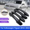 Carbon Fiber Door Handle Cover Trim for Volkswagen VW Tiguan MK2 AD BW 2016~2022 Car Protective Accessories