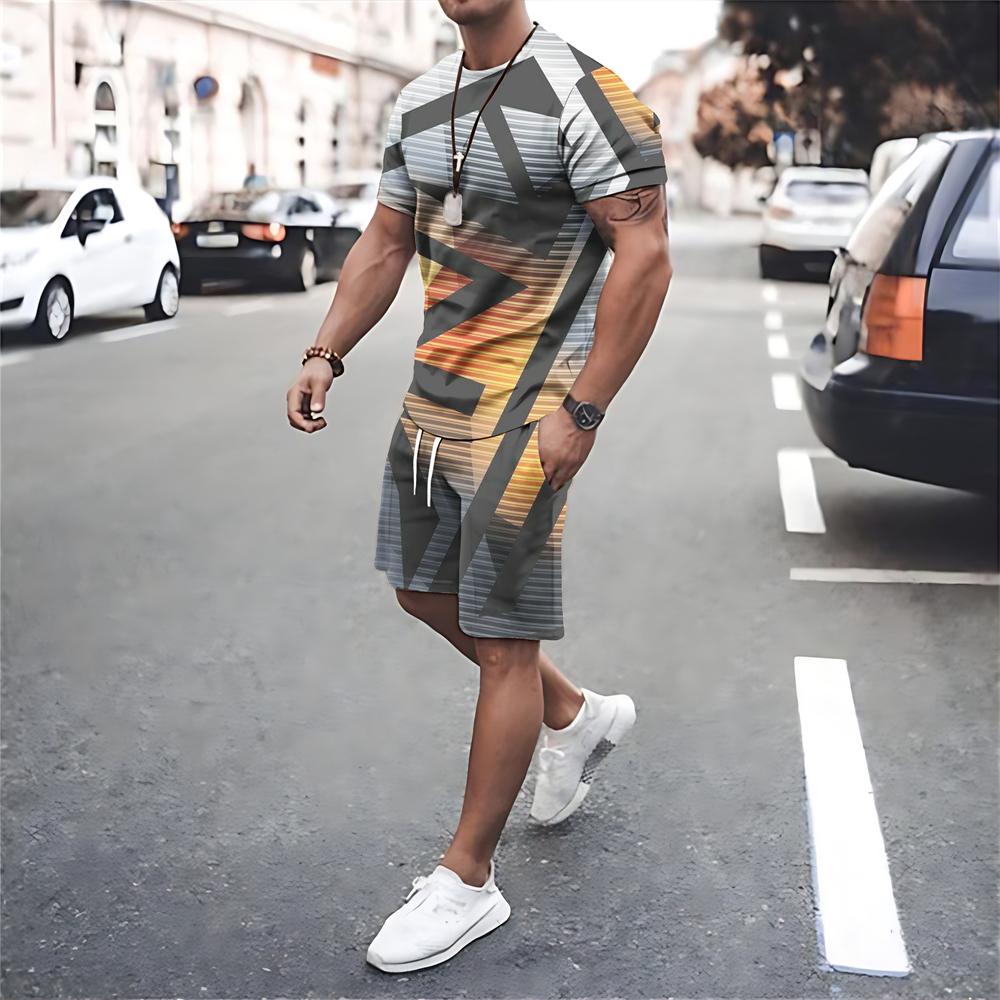 Мужская одежда Летняя футболка с коротким рукавом Шорты Наборы Мужские спортивные штаны Мужские спортивные костюмы Футболки больших размеров Костюмы Уличная спортивная одежда