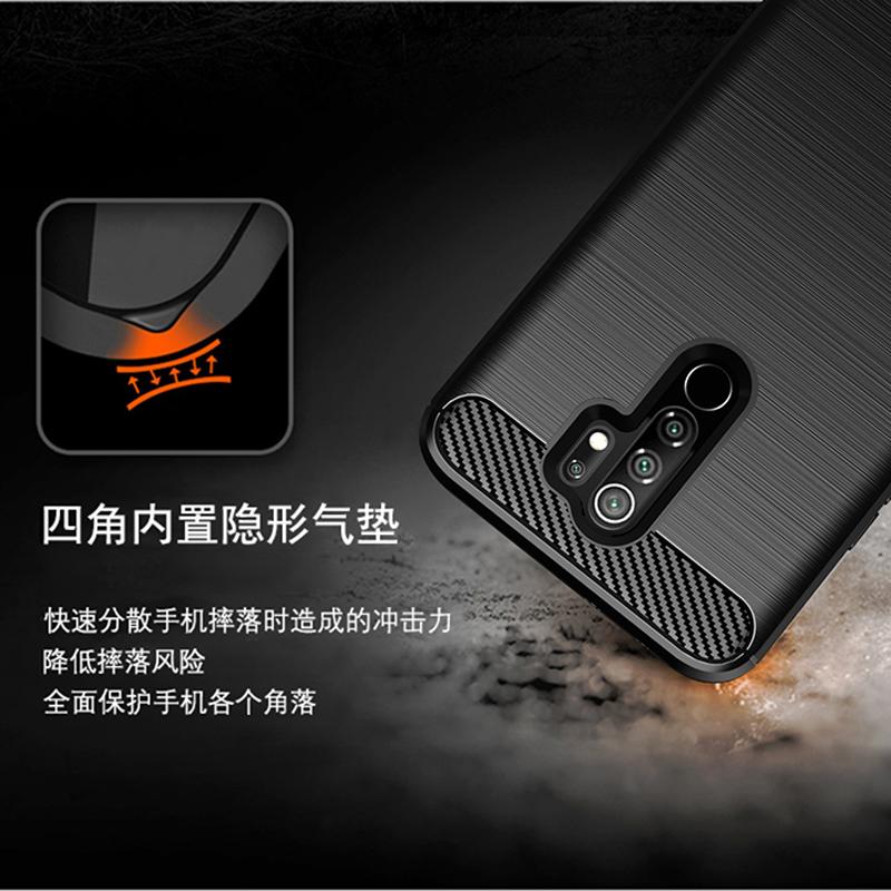 For Xiaomi Redmi 9 Case Cover Redmi 9A 9C 8A Note 8 T 9 Pro 9S 8T Anti-knock Bumper Soft TPU Carbon Fiber Phone Case On Redmi 9A