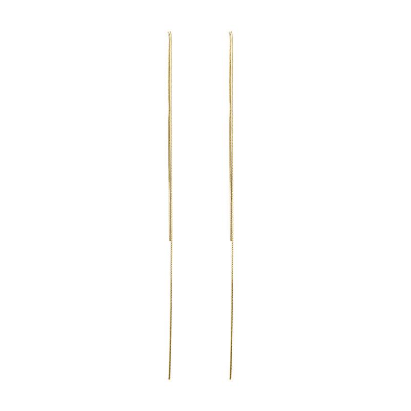 Минималистичные серьги-кисточки на очень длинной цепочке из серебра 925 пробы