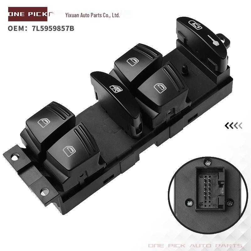 The 7L5959857B Electric Window Switch is compatible with the Porsche 95561315602 window glass lifter.