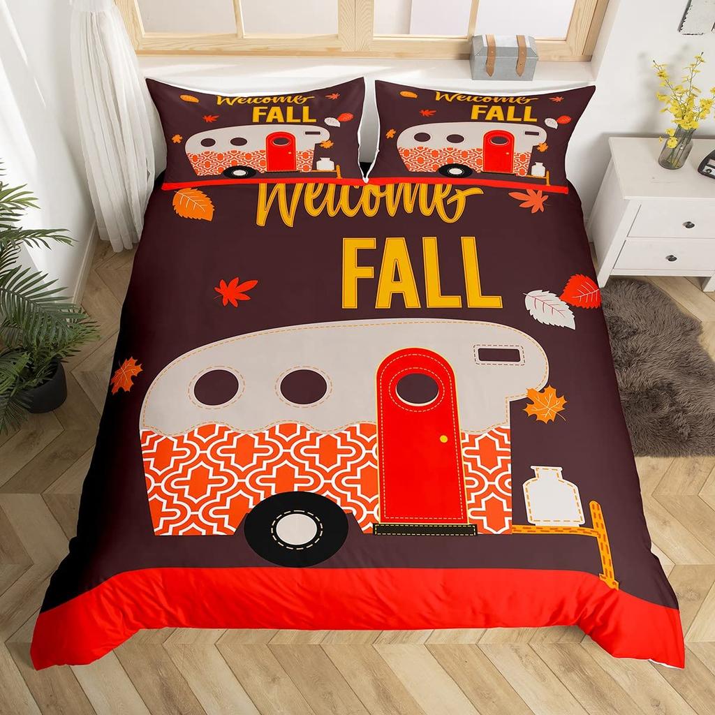 Пододеяльник Happy Camping Camper Комплект постельного белья Plants Outdoor Travel Adventure Одеяло Cover Camper Car Blue Sky Quilt Cover