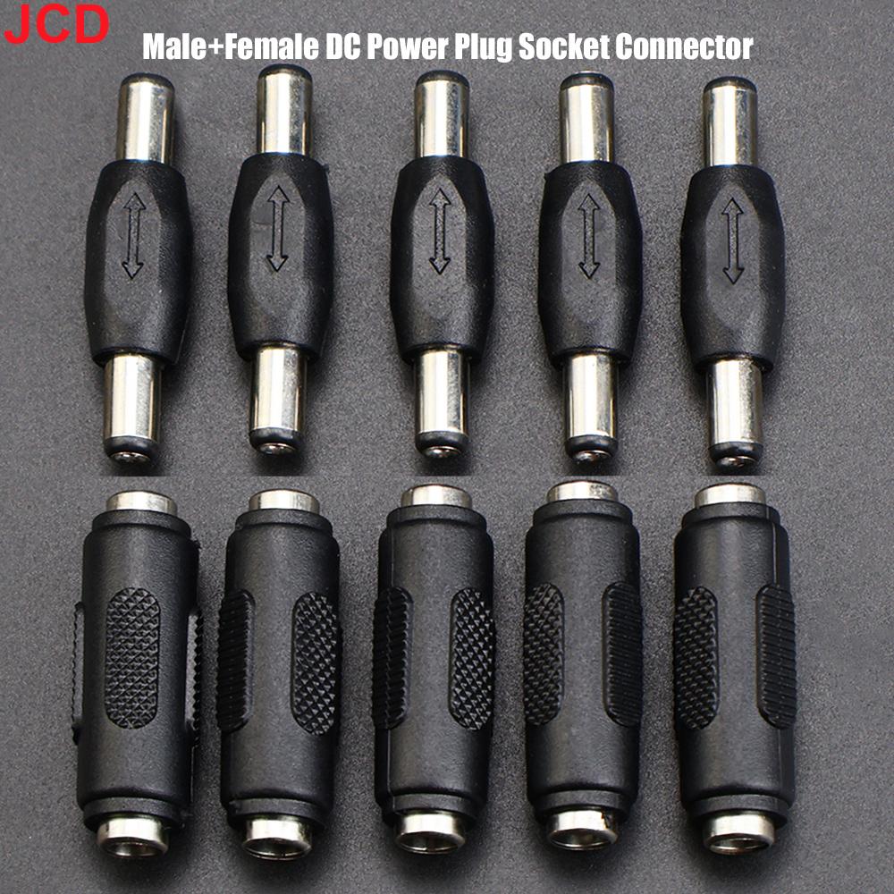 JCD 5pc 5.5mm*2.1mm Male To Male DC Power Plug Jack and Female To Female Socket Connector For CCTV Camcer Panel Mounting Adaptor