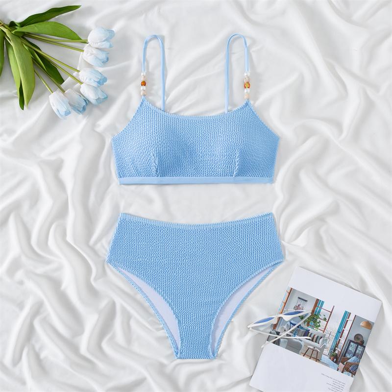 Купальник бикини женский с высокой талией купальник новый сплошной слинг бикини комплект сексуальный стринги купальный костюм для женщин летний пляжный из двух частей