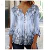 Женские модные повседневные летние весенние блузки и рубашки с v-образным вырезом с рукавами 3/4