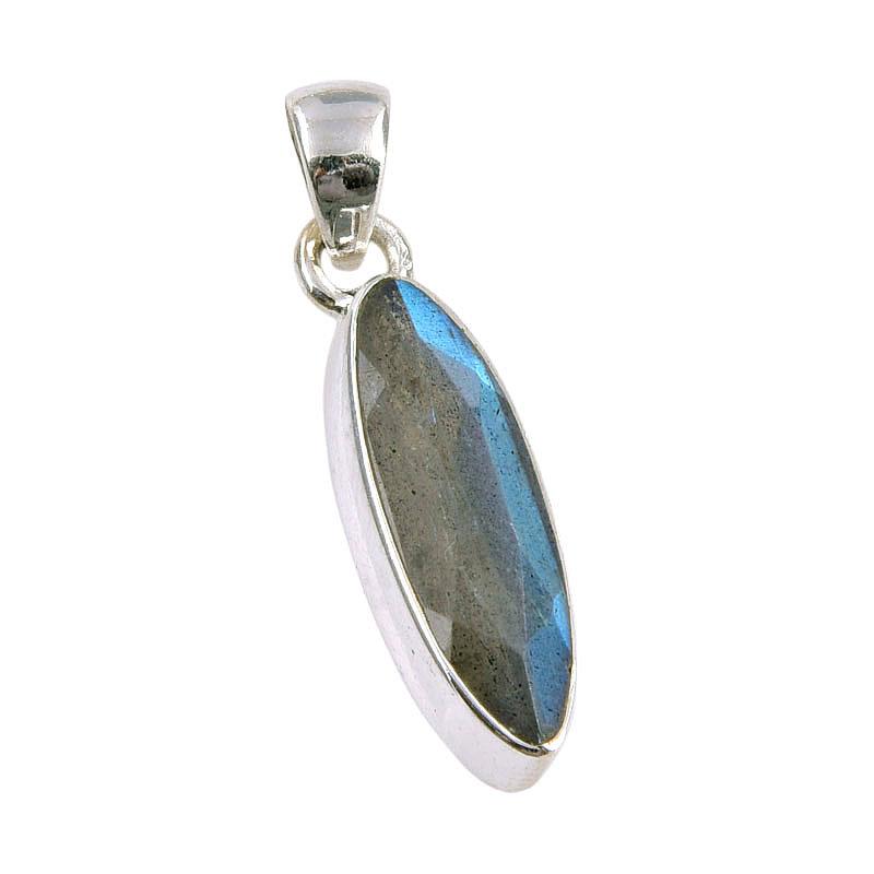 Natural Labradorite Gemstone 925 Solid Sterling Silver Gift Pendant 1.25" i8G99