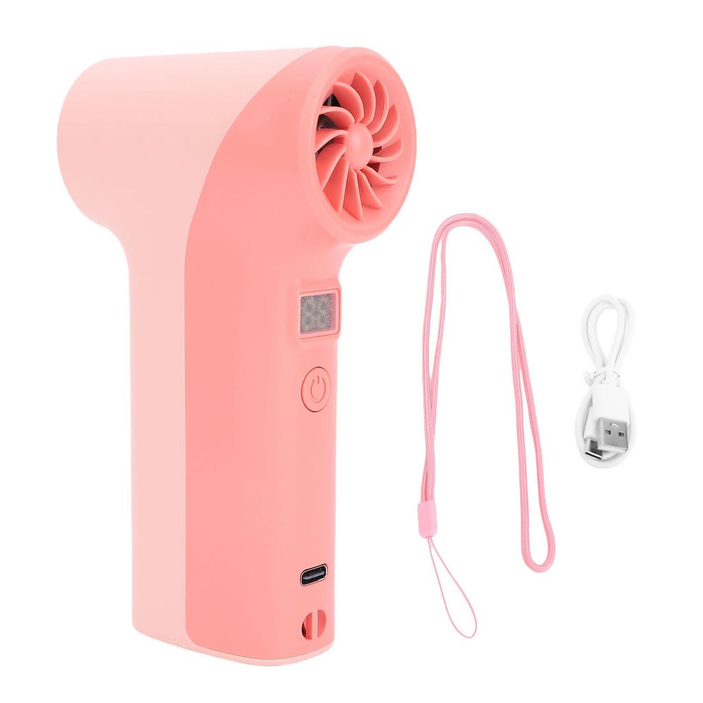 Handheld Turbo Fan 40000RPM High Speed 5 Gears Rechargeable Portable Handheld Fan with LED Light Roseate